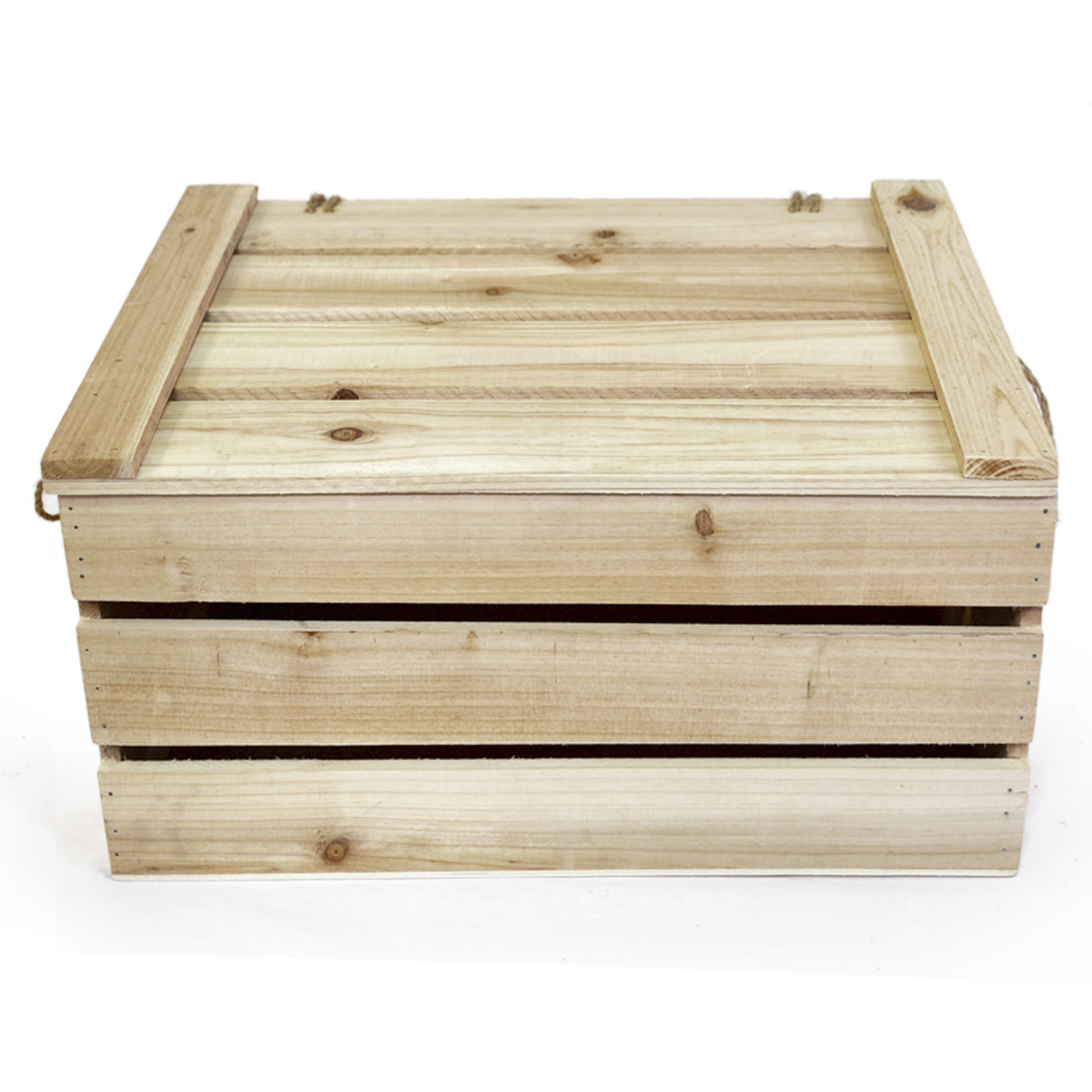Natural Wooden Storage Box with Lid - Large The Lucky Clover Trading Co.