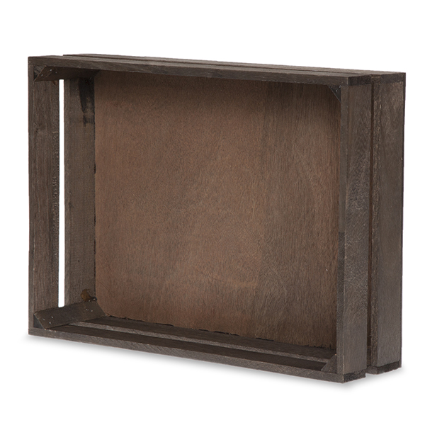 Two Slat Rectangular Wood Crate 14in - Antique Brown The 