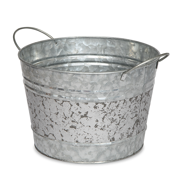 Jillian Round Galvanized Metal Container With Side Handles 7in The 