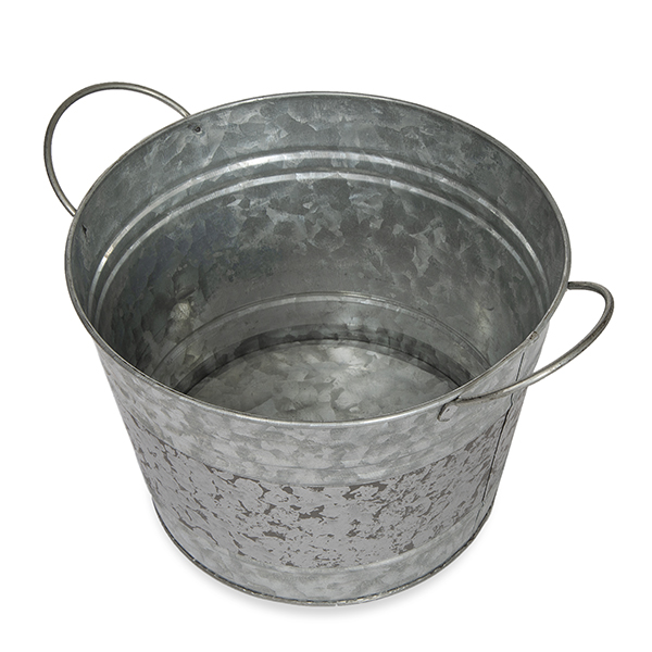 Jillian Round Galvanized Metal Container with Side Handles 7in The ...