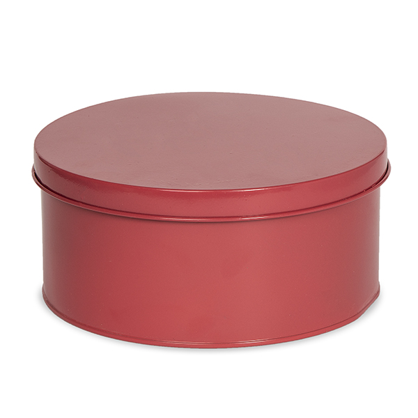 Round Metal Container with Lid - Large 8in - Pastel Red The Lucky Clover  Trading Co.