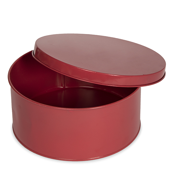 Round Metal Container with Lid - Large 8in - Pastel Red The Lucky Clover  Trading Co.